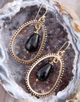 Inline Black Onyx Drop Golden Earrings