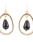 Inline Black Onyx Drop Golden Earrings