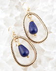 Inline Blue Lapis Drop Golden Earrings