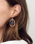 Inline Blue Lapis Drop Golden Earrings