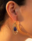 Inline Blue Lapis Drop Golden Earrings