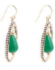 Inline Green Onyx Golden Drop Earrings