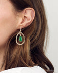 Inline Green Onyx Golden Drop Earrings