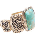 Jacquard Blue Turquoise Solid Golden Cuff Bracelet