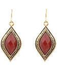 Julia Faceted Red Raspberry Quartz and Golden Drop Earrings