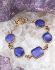 Lace Blue Agate Link Golden Bracelet