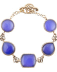 Lace Blue Agate Link Golden Bracelet