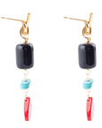 Lapis and Coral Post Drop Earrings
