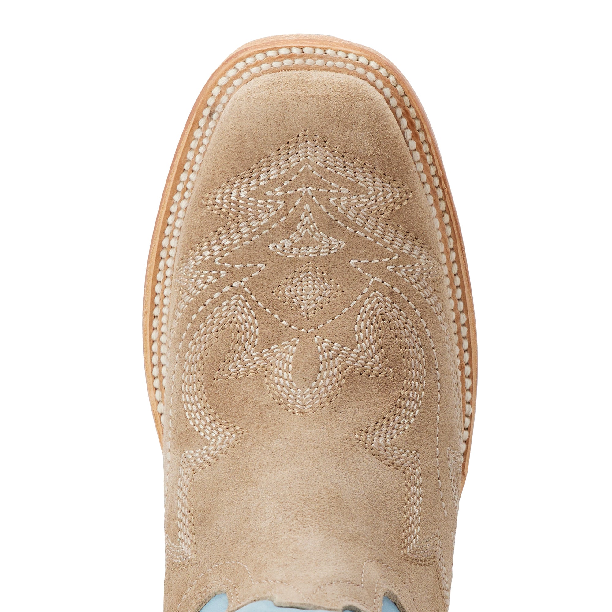 Saratoga Square Boot - Latte Suede and Powder Blue