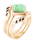 Aztec Lime Green Turquoise Golden Ring Set