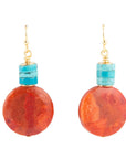 Longhorn Coral and Turquoise Drop Earrings