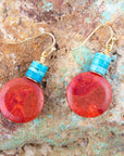 Longhorn Coral and Turquoise Drop Earrings