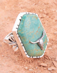 Longhorn Green Turquoise and Sterling Silver Ring
