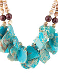 Lucia Blue Jasper and Fire Agate Golden Strand Necklace