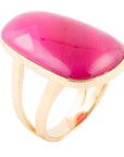 Madeleine Pink Agate Golden Ring