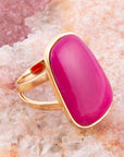 Madeleine Pink Agate Golden Ring
