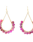 Magenta Agate Loop Drop Earrings
