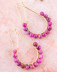 Magenta Agate Loop Drop Earrings