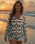 Baha Ranch Western Aztec Long Sleeve Top