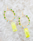 Margarita Green Jasper Golden Drop Earrings