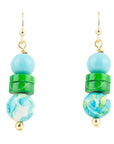 Margarita Mixed Blue and Green Golden Drop Earrings