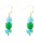 Margarita Mixed Blue and Green Golden Drop Earrings