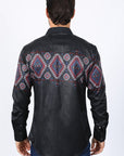 Mens Modern Fit Panoramic Foil Print Shirt - Black