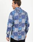 Satin Cotton/Spandex Long Sleeve Shirt - Blue