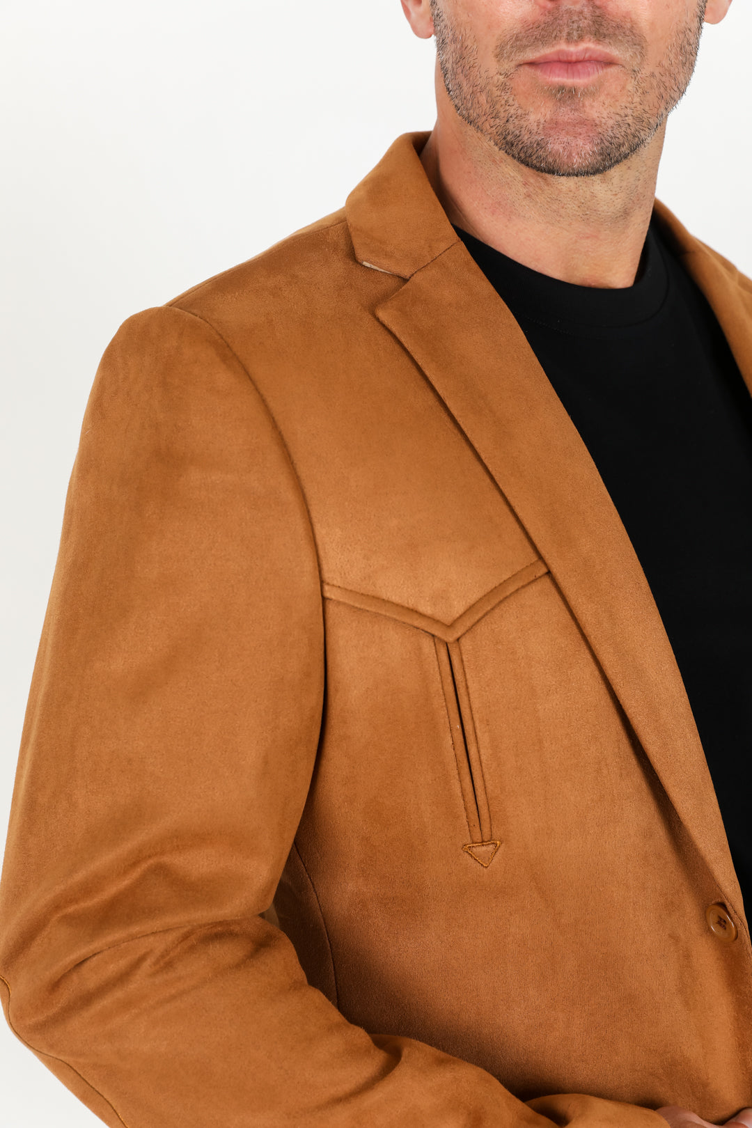 Men&#39;s Double Button Faux-Suede Blazer