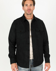 Men's Black Faux Suede Overshirt