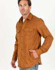 Men's Camel Faux Suede Overshirt