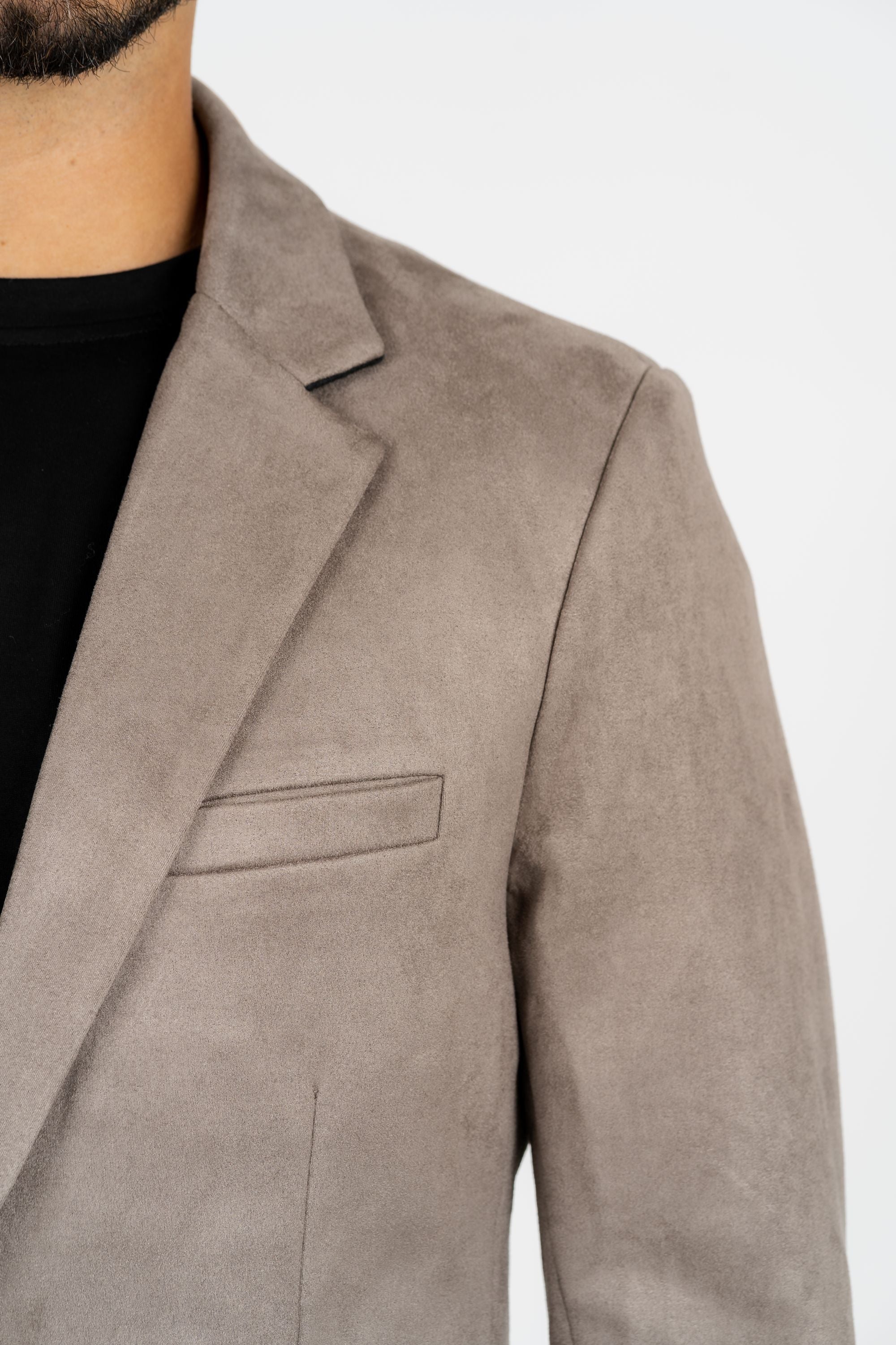 Men&#39;s Double Button Mink Faux-Suede Blazer