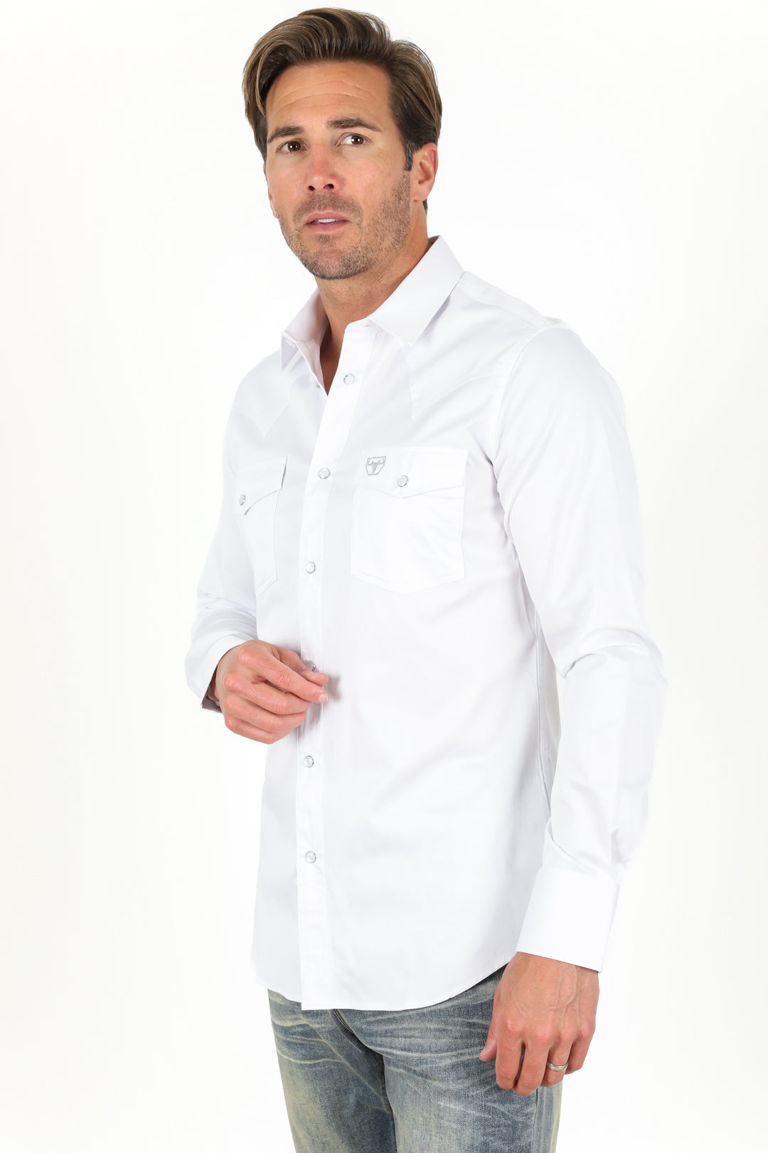 Men&#39;s Modern Fit Solid White Dress Shirt