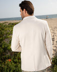 Men's Double Button Off White Faux-Suede Blazer