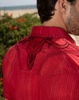 Mens Embroidery Modern Fit Stretch Short Sleeve Shirt