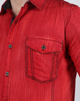 Mens Embroidery Modern Fit Stretch Short Sleeve Shirt