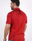 Mens Embroidery Modern Fit Stretch Short Sleeve Shirt