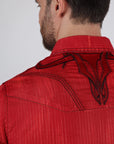 Mens Embroidery Modern Fit Stretch Short Sleeve Shirt