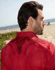Mens Embroidery Modern Fit Stretch Short Sleeve Shirt