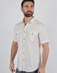 Mens Embroidery Modern Fit Stretch Short Sleeve Shirt