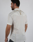 Mens Embroidery Modern Fit Stretch Short Sleeve Shirt