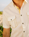 Mens Embroidery Modern Fit Stretch Short Sleeve Shirt