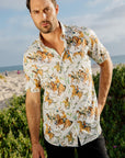 Mens Short Sleeve Modern Fit Stretch Wild Horses Print Shirt
