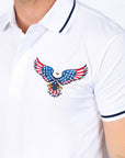 Mens Modern Fit Stretch USA Embroidery Polo