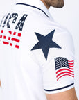 Mens Modern Fit Stretch USA Embroidery Polo