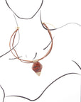 Modern Red Jasper and Golden Pendant Necklace
