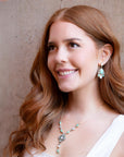 White Mother of Pearl and Blue Turquoise Golden Barcelona Y-Necklace
