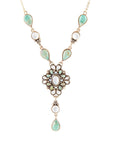 White Mother of Pearl and Blue Turquoise Golden Barcelona Y-Necklace