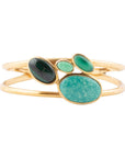 Multi Green Stones Golden Cuff Bracelets