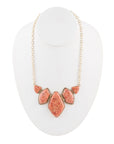 Multi Shape Orange Sponge Coral Pendant Gold Necklace